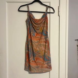 Tye dye/swirl warm toned dress